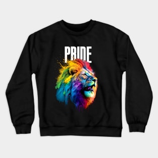 LGBTQ+ Gay Pride Month: Proud Lion on a Dark Background Crewneck Sweatshirt